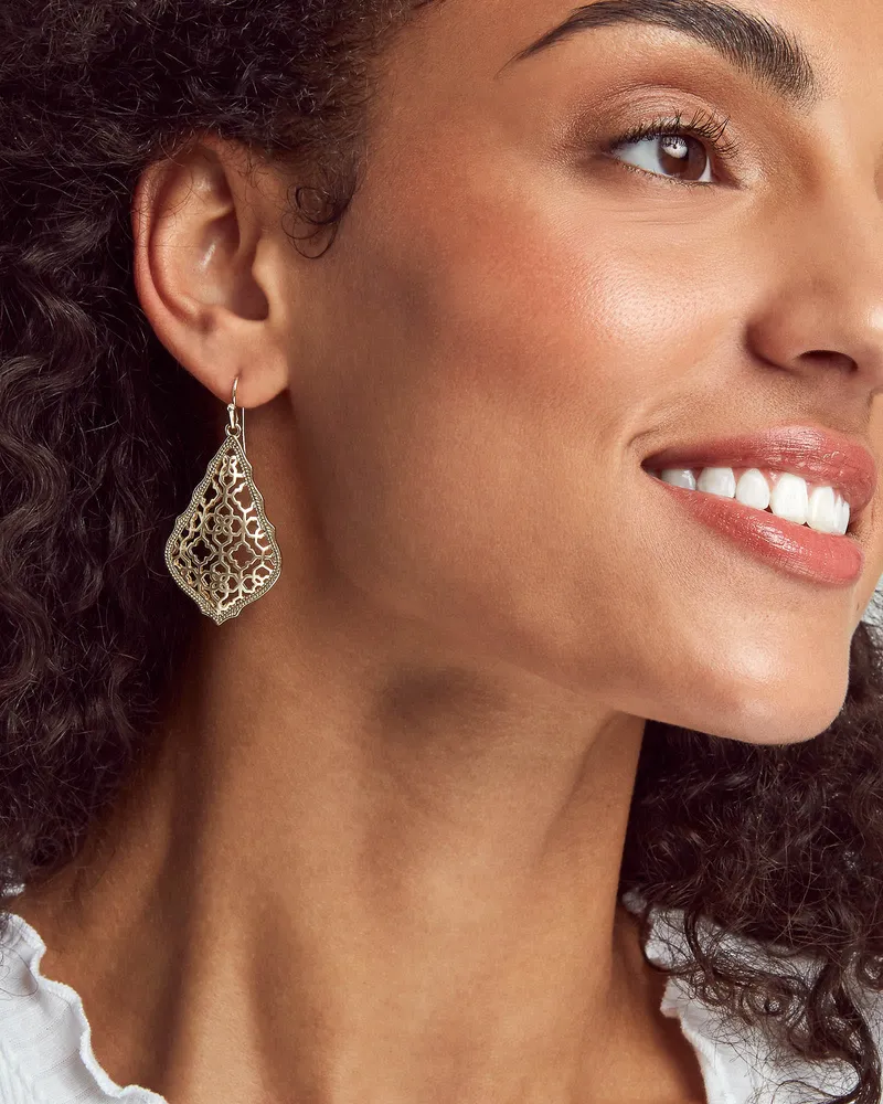 Addie Gold Drop Earrings Silver Filigree Mix