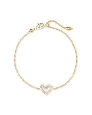 Ari Heart Gold Chain Bracelet in Ivory Mother-of-Pearl