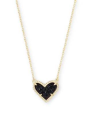 Ari Heart Gold Pendant Necklace Dichroic Glass