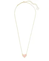 Ari Heart Gold Pendant Necklace in Bubblegum Pink Kyocera Opal