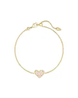 Ari Heart Gold Chain Bracelet Rose Quartz