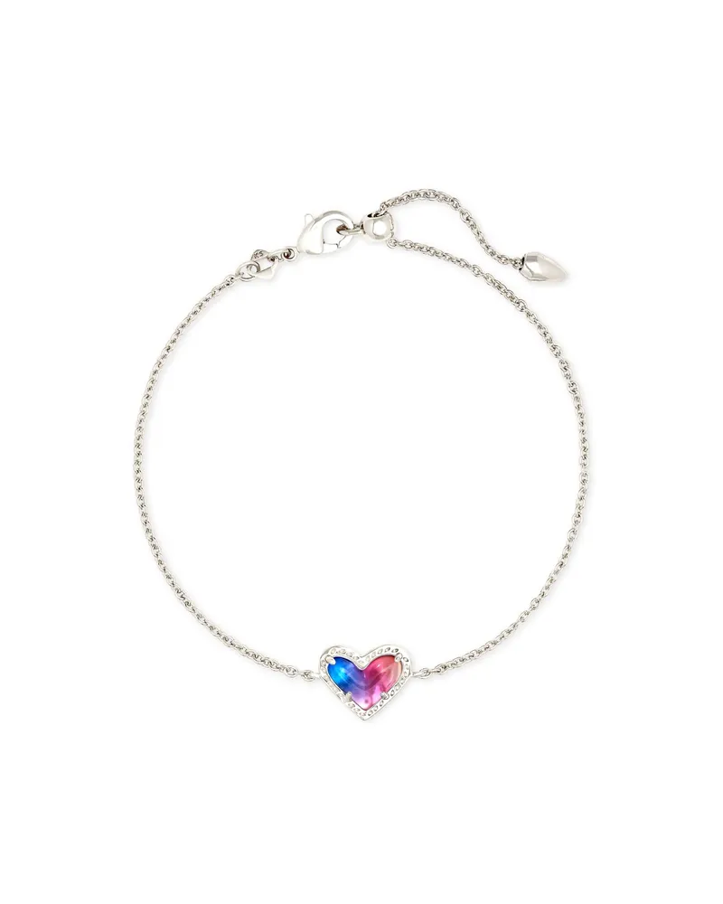 Ari Heart Silver Chain Bracelet in Watercolor Illusion