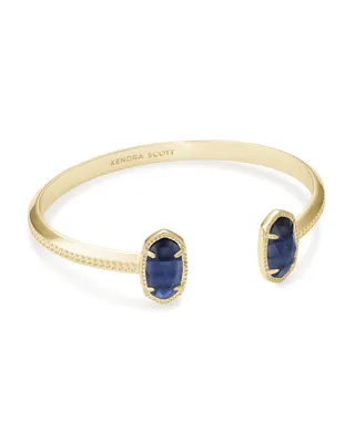 Elton Gold Cuff Bracelet in Navy Cat's Eye