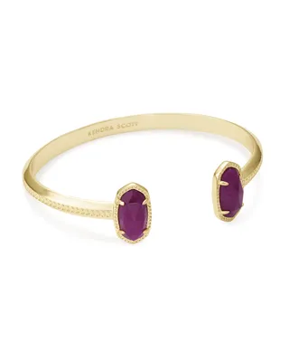 Elton Gold Cuff Bracelet in Purple Jade