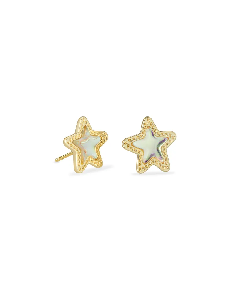 Jae Star Gold Stud Earrings in Dichroic Glass