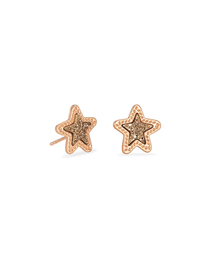 Jae Star Rose Gold Stud Earrings in Rose Gold Drusy
