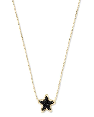 Jae Star Gold Pendant Necklace in Bright Red Drusy