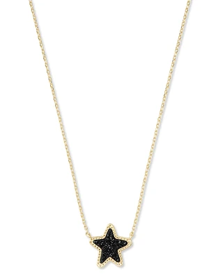 Jae Star Gold Pendant Necklace in Blue Drusy