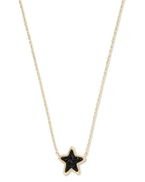 Jae Star Gold Pendant Necklace in Blue Drusy