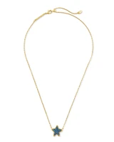 Jae Star Gold Pendant Necklace in Blue Drusy