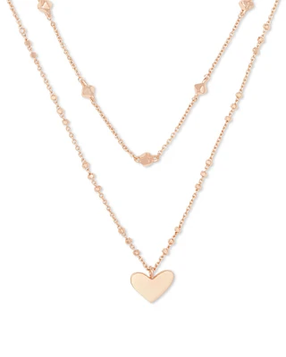 Ari Heart Multi Strand Necklace Gold