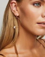 Elora 14k Rose Gold Hoop Earrings in White Diamond