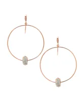 Elora 14k Rose Gold Hoop Earrings in White Diamond