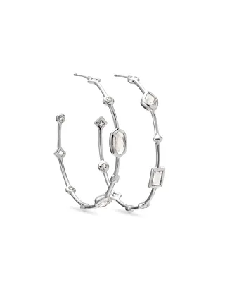Mei 14k Rose Gold Hoop Earrings in Neutral Gemstone Mix