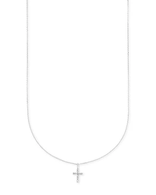 Cross 14k White Gold Pendant Necklace Diamonds