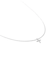 Cross 14k White Gold Pendant Necklace Diamonds