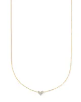 Heart 14k Yellow Gold Pendant Necklace in White Diamonds