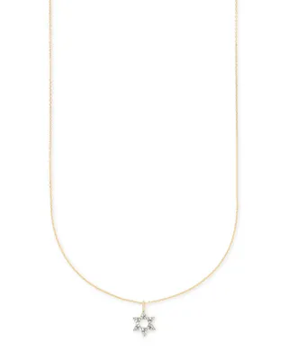 Star of David 14k White Gold Pendant Necklace in White Diamonds