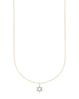 Star of David 14k Yellow Gold Pendant Necklace in White Diamonds