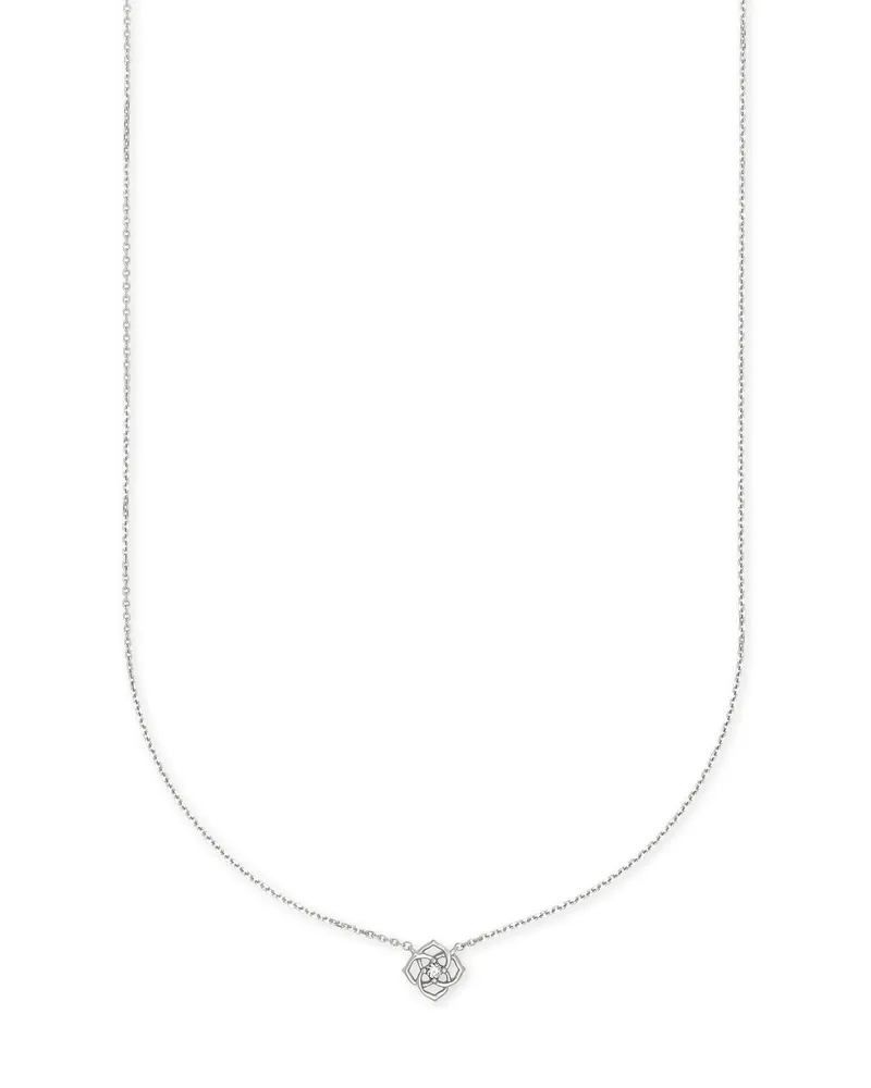 Fleur 14k White Gold Pendant Necklace in White Diamond