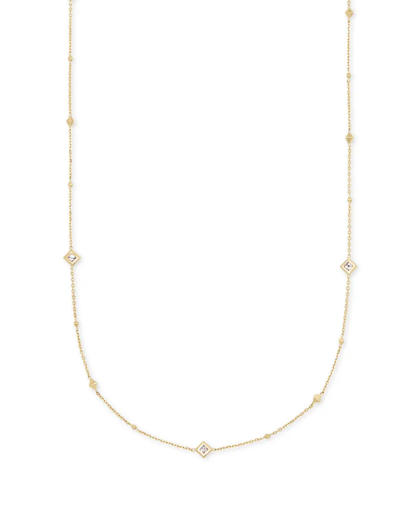 Michelle 14k Yellow Gold Strand Necklace in White Diamond