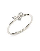 Heart 14k White Gold Band Ring Diamond