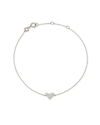 Heart 14k White Gold Chain Bracelet in White Diamond