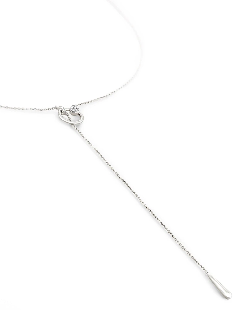 Tegan 14k Yellow Gold Y Necklace White Diamond