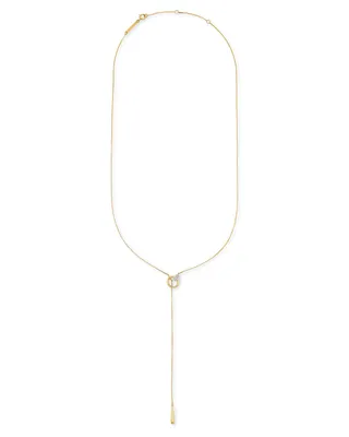 Tegan 14k Yellow Gold Y Necklace in White Diamond