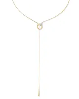 Tegan 14k Yellow Gold Y Necklace in White Diamond