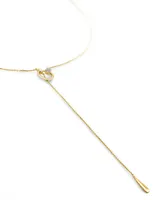 Tegan 14k Yellow Gold Y Necklace in White Diamond