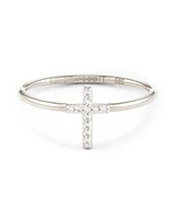 Cross 14k Yellow Gold Band Ring White Diamond