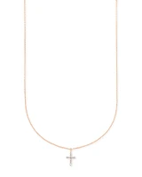 Cross 14k Yellow Gold Pendant Necklace White Diamonds