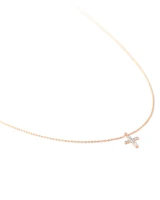 Cross 14k Yellow Gold Pendant Necklace White Diamonds