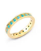 Drew 14k Yellow Gold Band Ring Genuine Turquoise