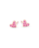 Heart 14k Rose Gold Stud Earrings in Pink Sapphire