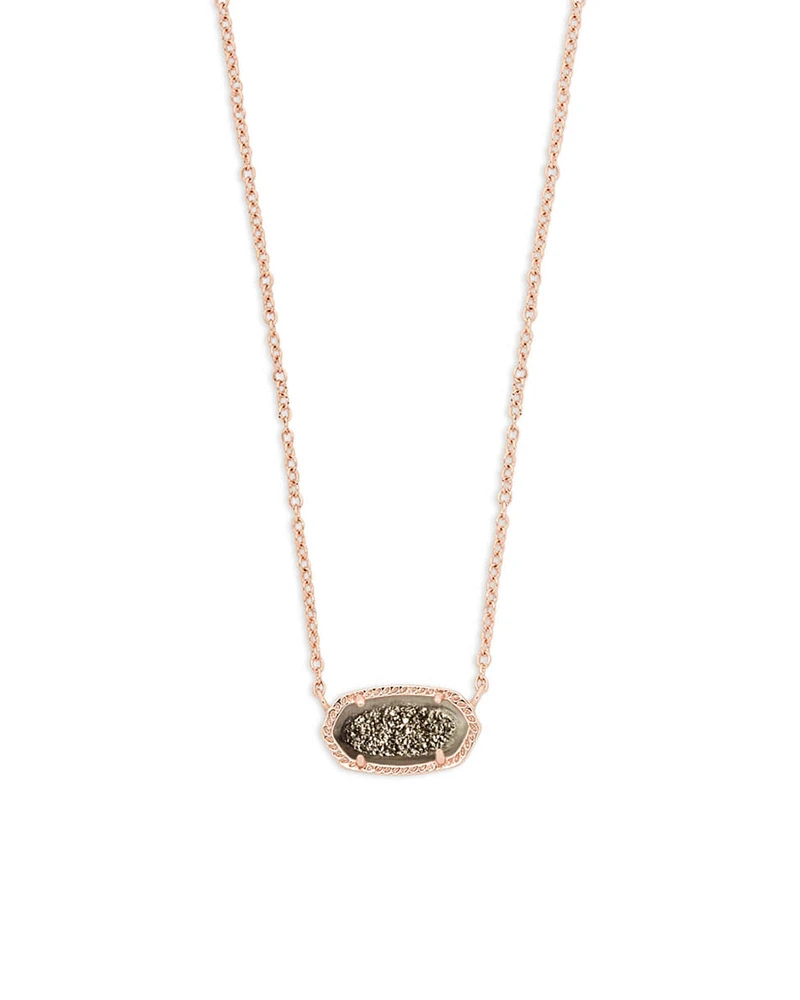 Elisa Rose Gold Pendant Necklace in Platinum Window Drusy