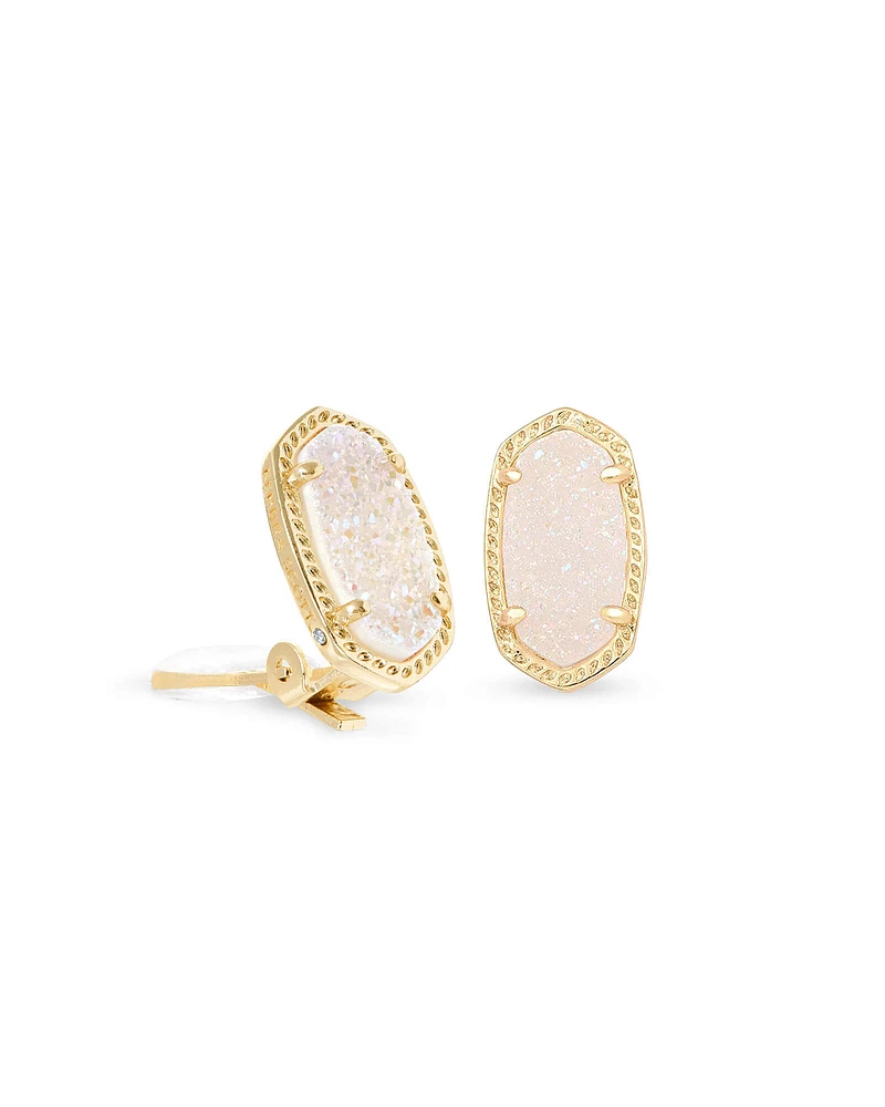 Ellie Clip On Rose Gold Stud Earrings Drusy