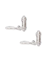 Ellie Clip On Silver Stud Earrings Platinum Drusy