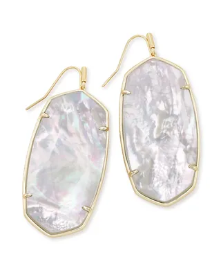 Faceted Danielle Gold Statement Earrings in Ivory Mother-of-Pearl