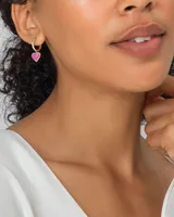 Ari Heart Gold Huggie Earrings in Dichroic Glass