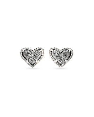 Ari Heart Silver Stud Earrings Ivory Mother-of-Pearl