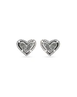 Ari Heart Silver Stud Earrings Ivory Mother-of-Pearl