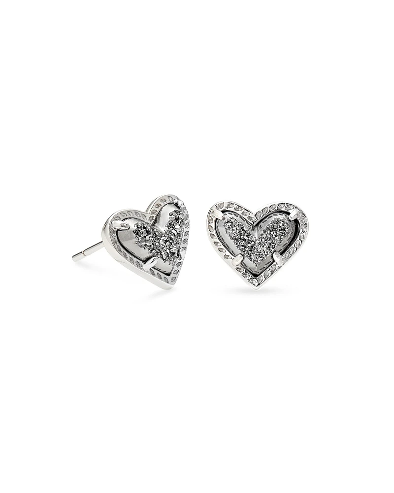 Ari Heart Silver Stud Earrings Ivory Mother-of-Pearl