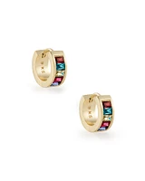 Jack Gold Huggie Earrings in Multi Crystal
