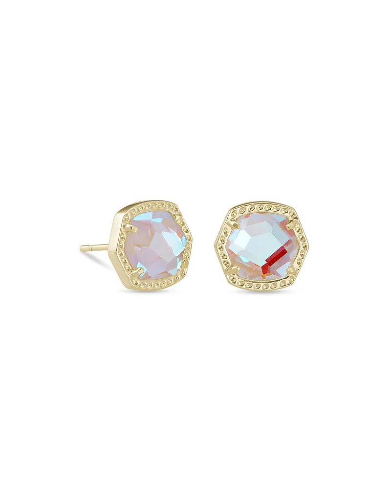 Davie Gold Stud Earrings in Dichroic Glass