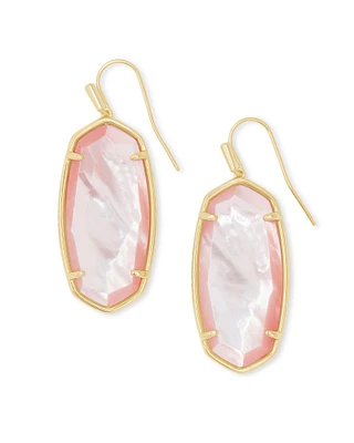 Faceted Elle Gold Drop Earrings in Rose Mother Of Pearl