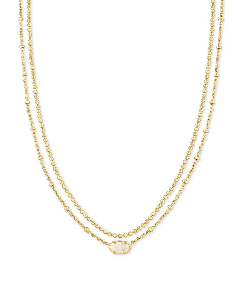 Emilie Silver Multi Strand Necklace Platinum Drusy