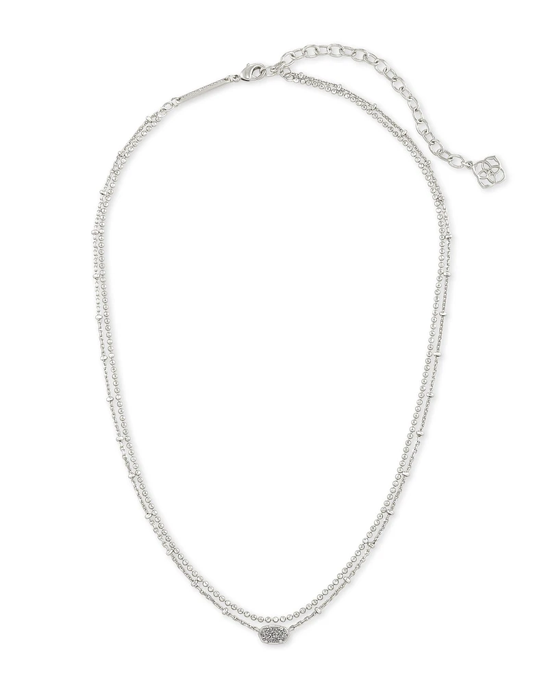 Emilie Silver Multi Strand Necklace Platinum Drusy