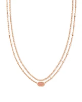 Emilie Gold Multi Strand Necklace Iridescent Drusy